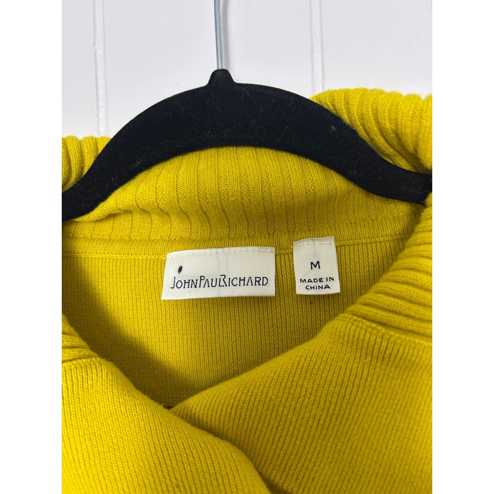 John Paul Richard Cardigan Women M Yellow Large Button Collared Ribbed Mod Retro - Picture 3 of 12